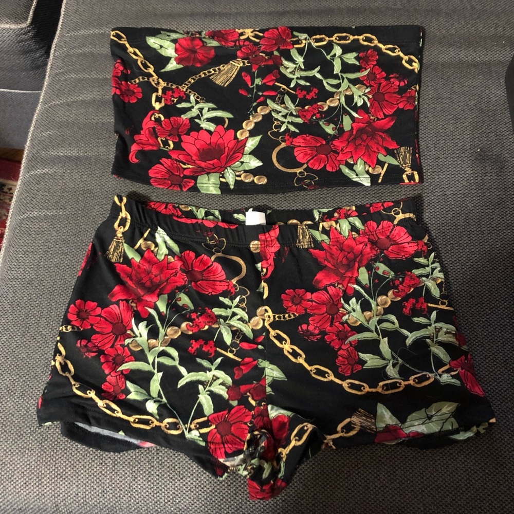 NWT Shorts & Strapless Top